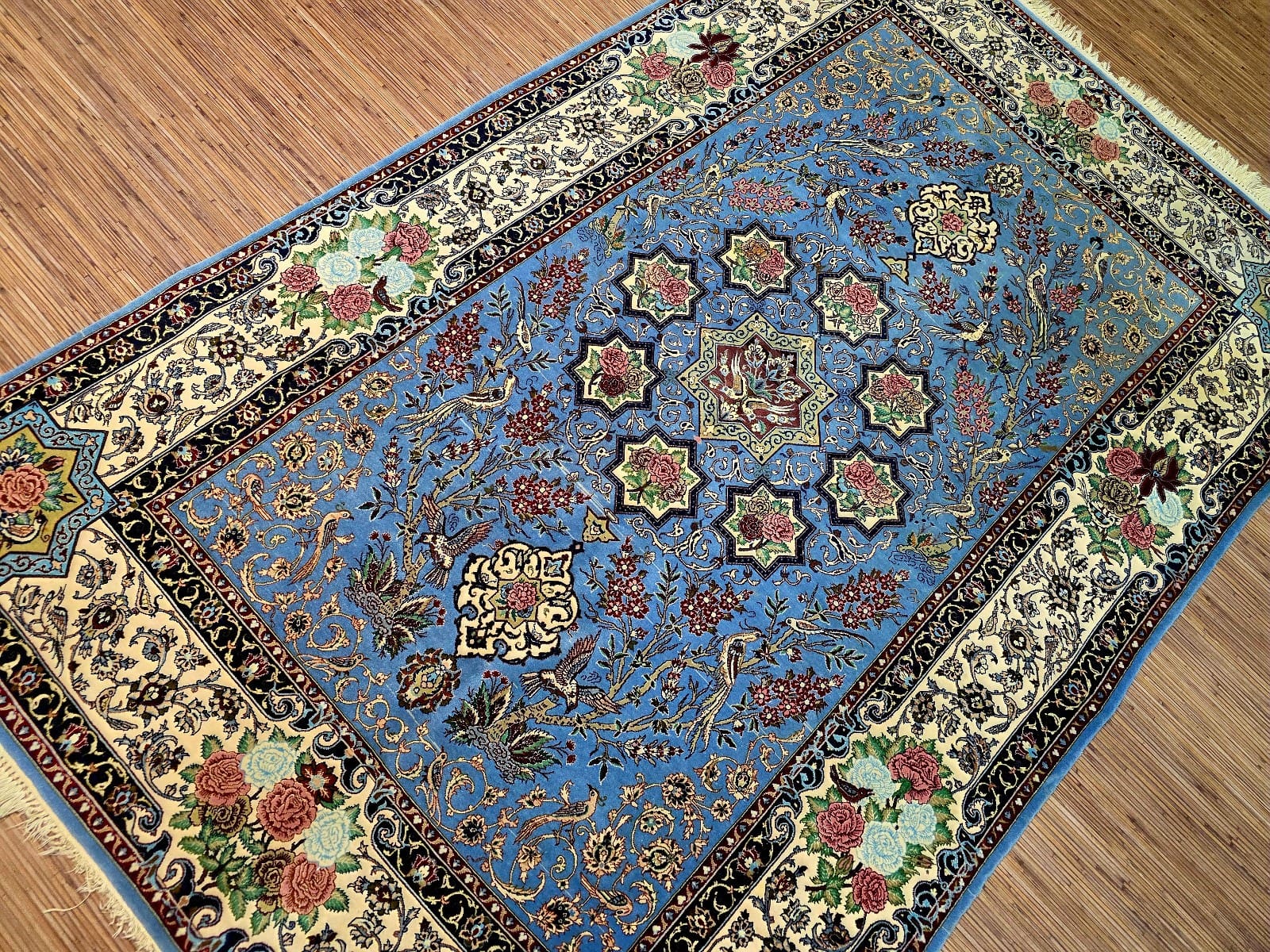 Persischer Teppich Isfahan 223 x 146 cm Korkwolle handgeknüpft schön H1