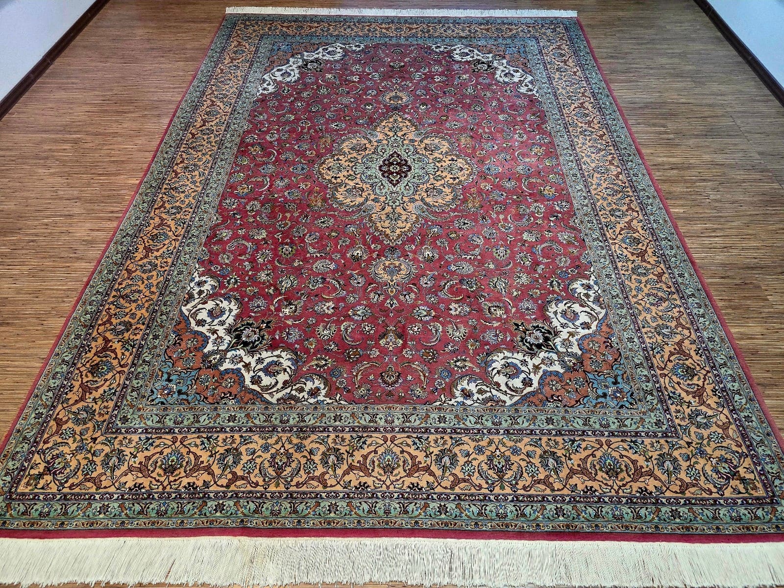 (Verkauft) Persischer Teppich Täbriz 50 Raj 355 x 252 cm Korkwolle handgeknüpft floral