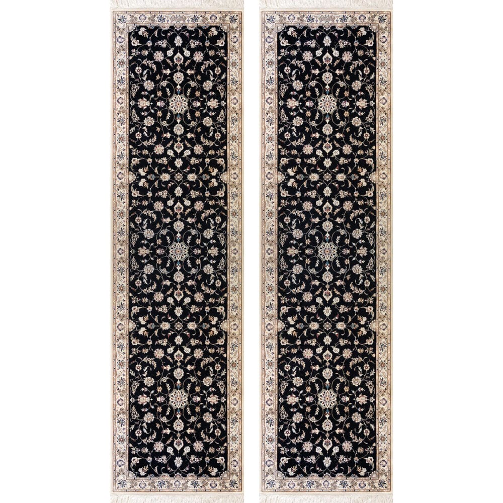 Paar (2x) Perserteppich Nain Läufer 6La 57Raj 85 x 315 cm Wolle & Seide handgeknüpft Habibian signiert
