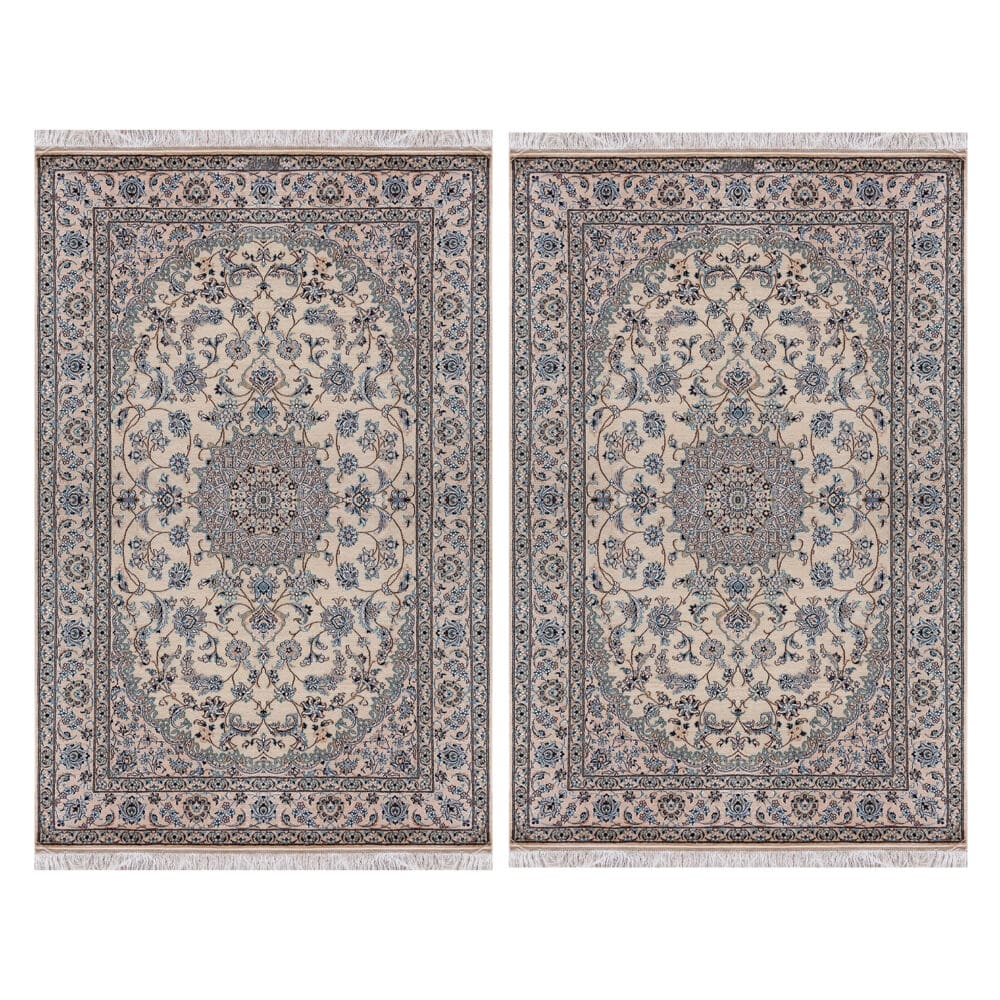 Paar (2x) Perserteppich Nain 6La 133 x 215 cm Schurwolle & Seide handgeknüpft Habibian signiert