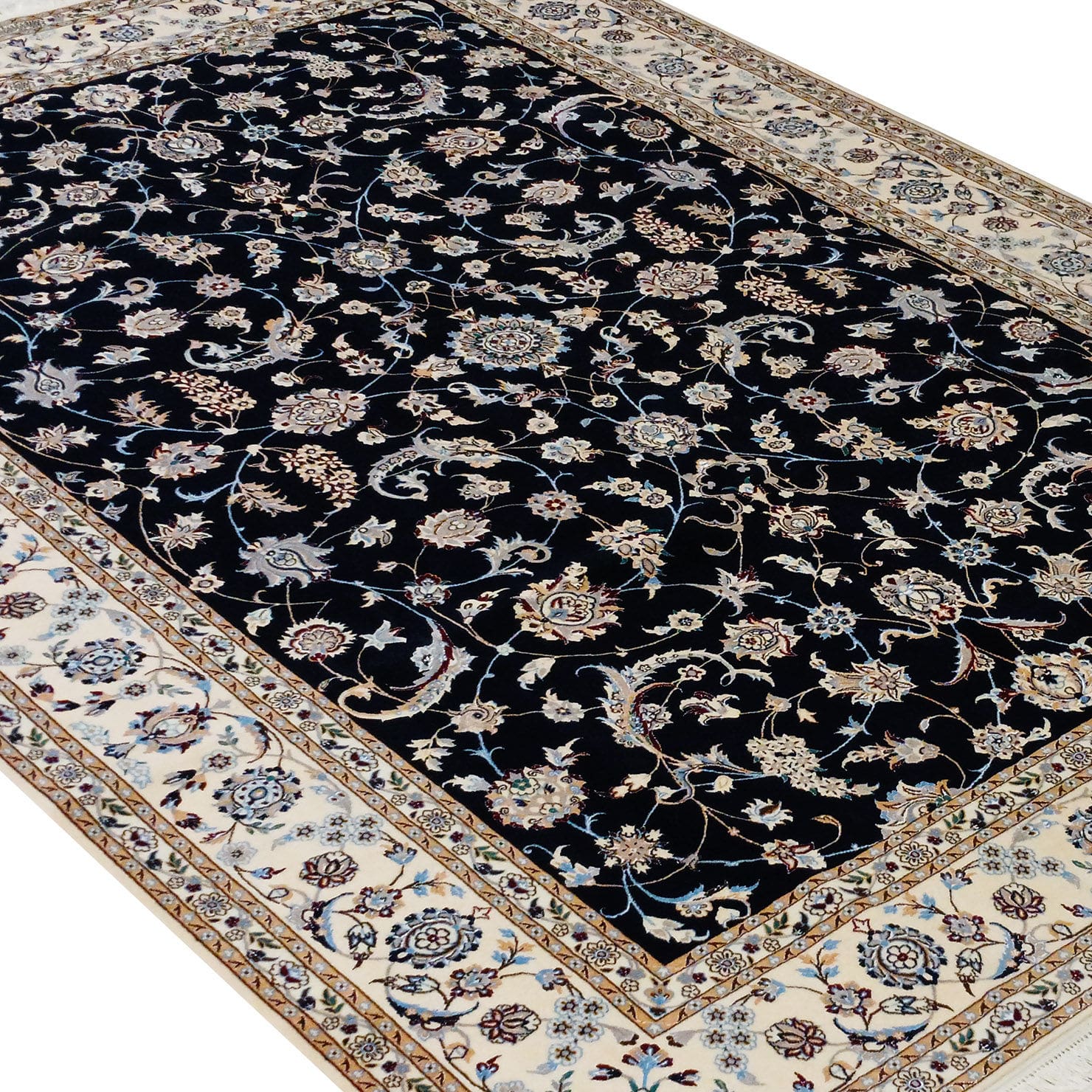 Perserteppich Nain 6La 60 Raj 205 x 300 cm Schurwolle & Seide Habibian signiert handgeknüpft