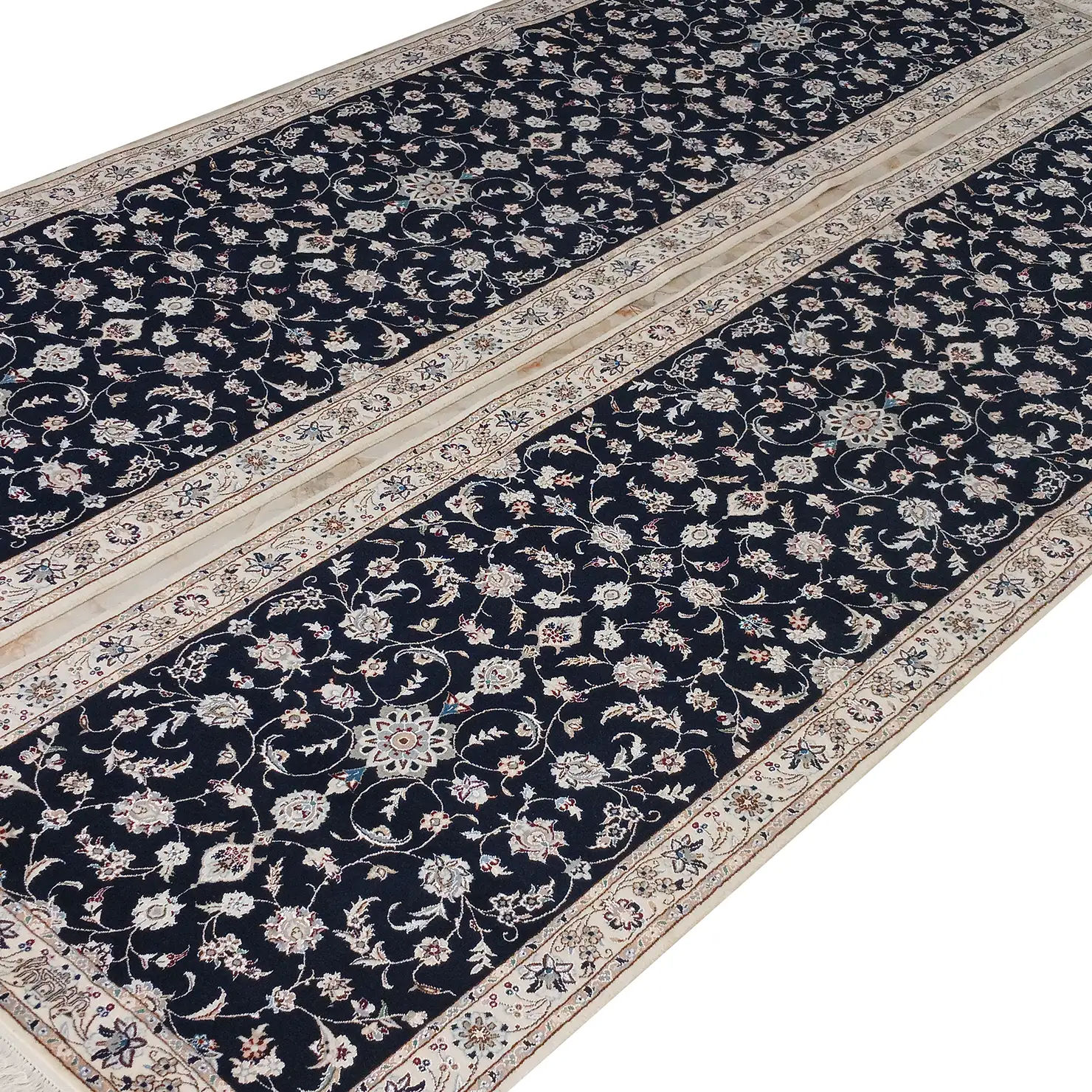 Paar (2x) Perserteppich Nain Läufer 6La 57Raj 85 x 315 cm Wolle & Seide handgeknüpft Habibian signiert