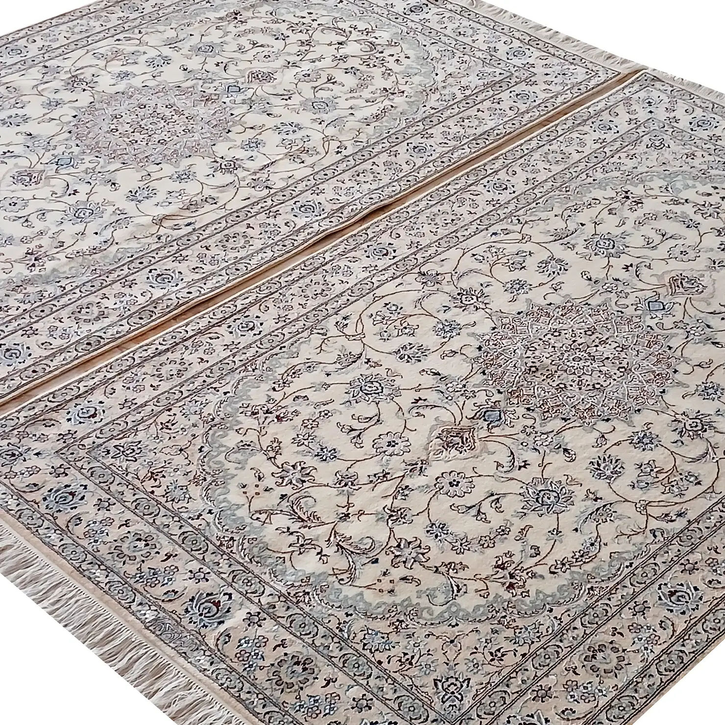Paar (2x) Perserteppich Nain 6La 133 x 215 cm Schurwolle & Seide handgeknüpft Habibian signiert