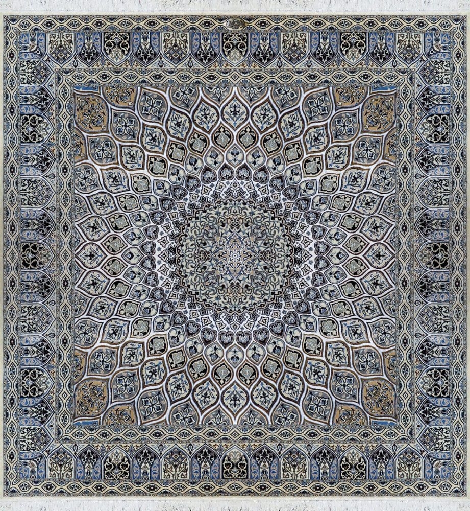 Perserteppich Nain 6La 65Raj 215 x 215 cm Seide & Wolle handgeknüpft Habibian signiert