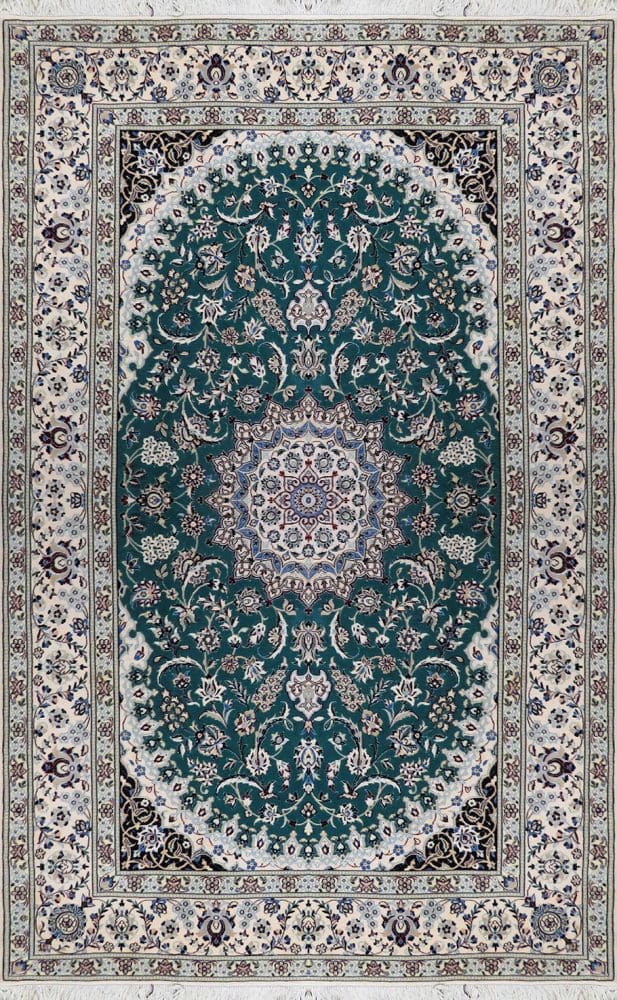Perserteppich Nain 6La 65Raj 900000/Qm 202 x 130 cm Seide & Schurwolle handgeknüpft