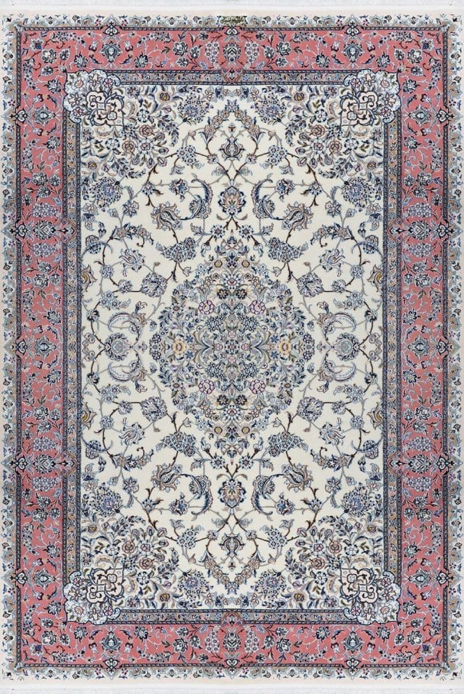 Perserteppich Nain 9La 305 x 200 cm Seide & Wolle handgeknüpft rosé