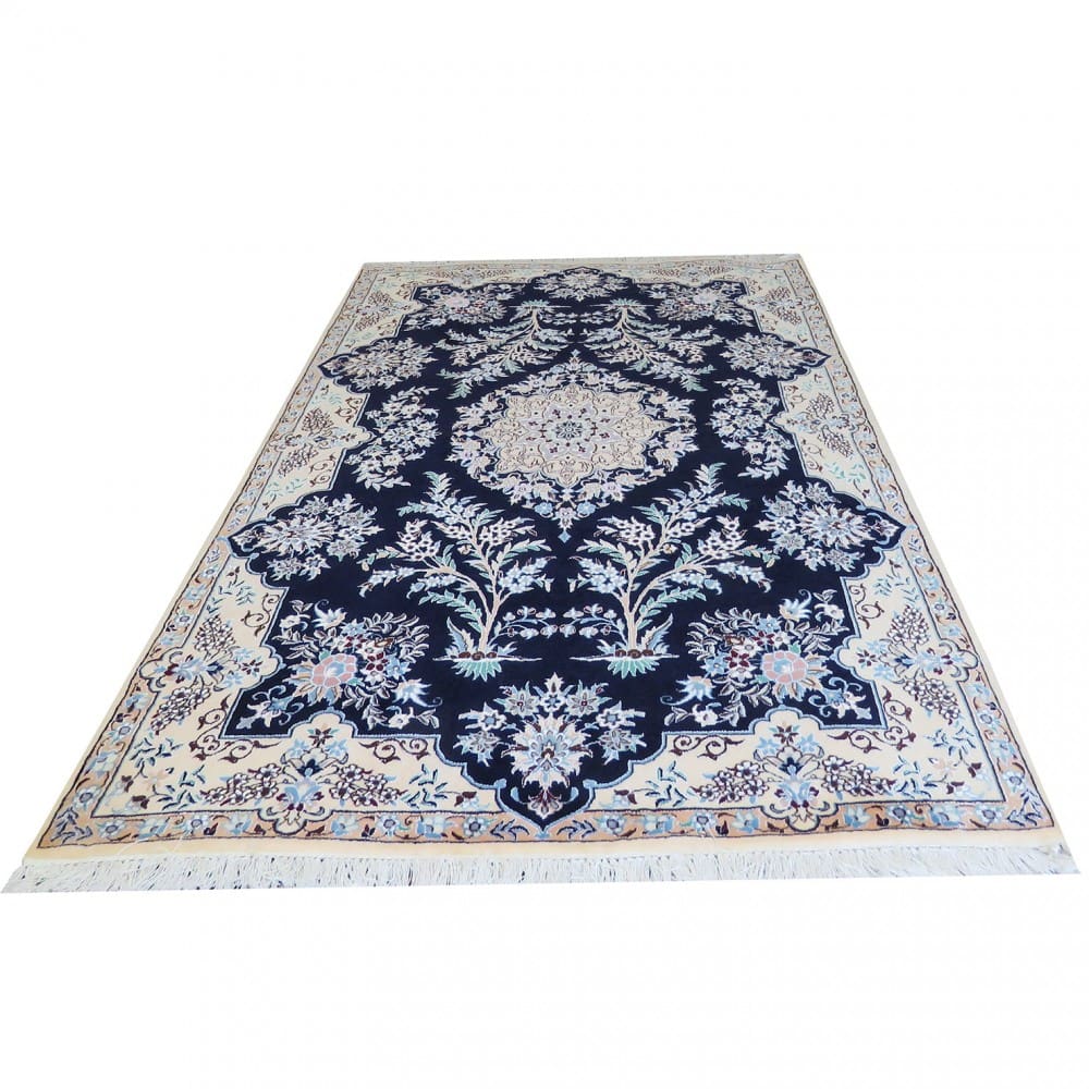Perserteppich Nain 183 x 118 cm 6La 60Raj 800K/Qm Seide & Wolle handgeknüpft blumenmuster H1