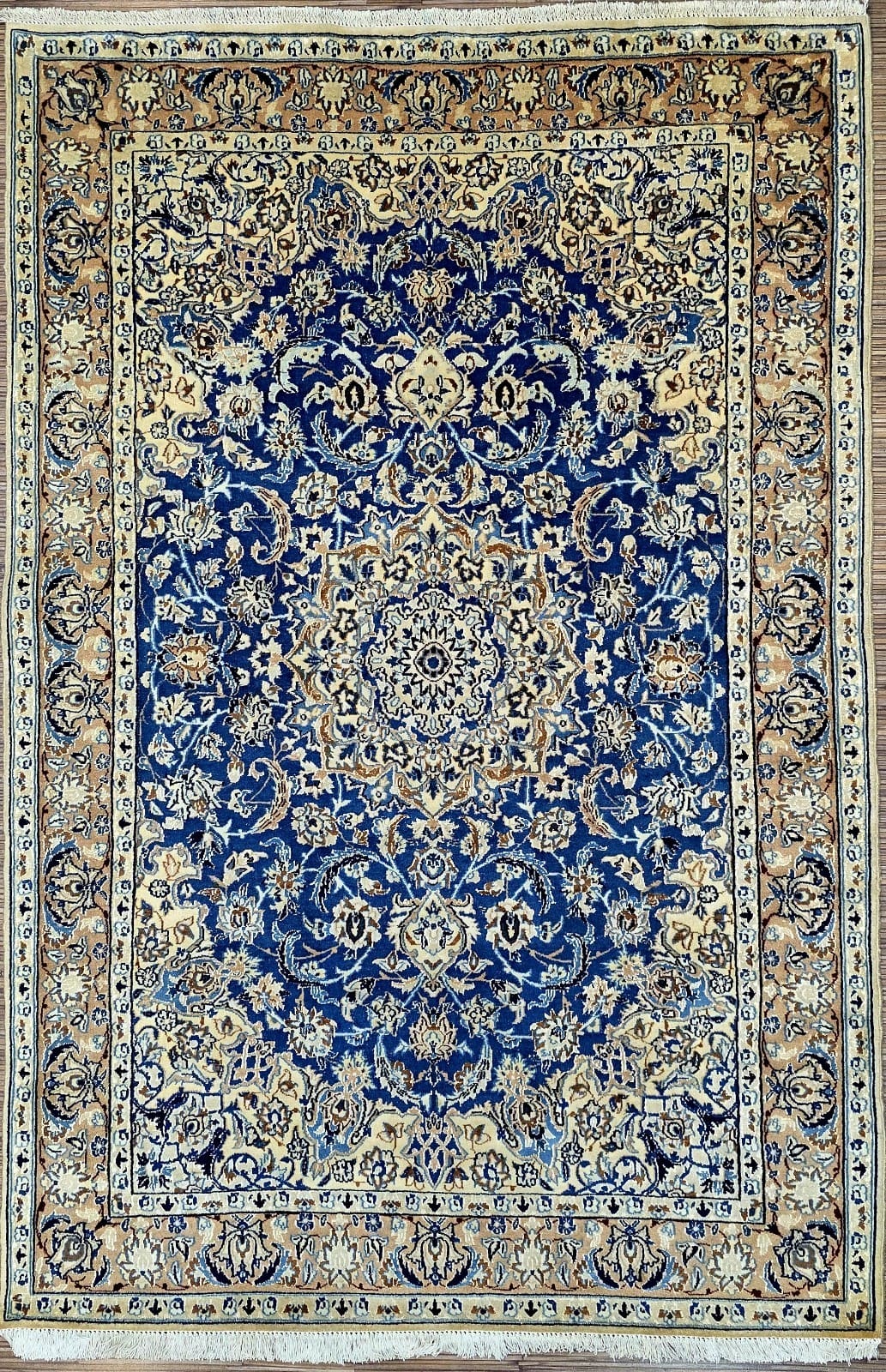 Persischer Nain 9La 170 x 114 cm Korkwolle handgeknüpft blau