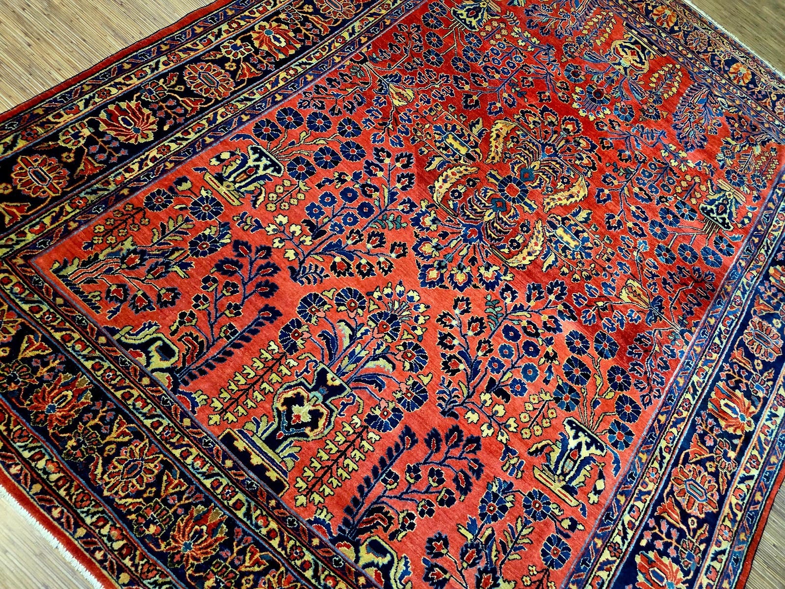Antiker Perserteppich Sarough Farahan 300 x 237 cm Schurwolle handgeknüpft H1