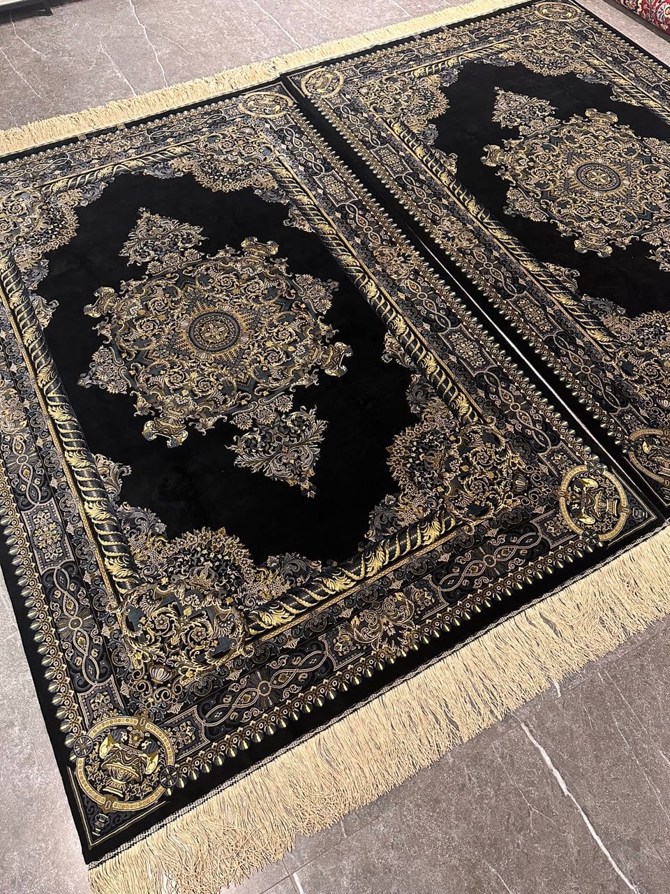 Erami Ghom Qom Seidenteppich Versace Black