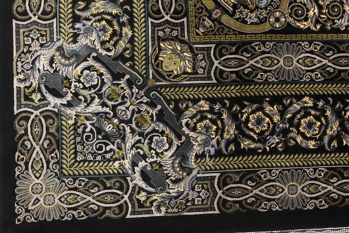 Erami Ghom Qom Seidenteppich Versace Black