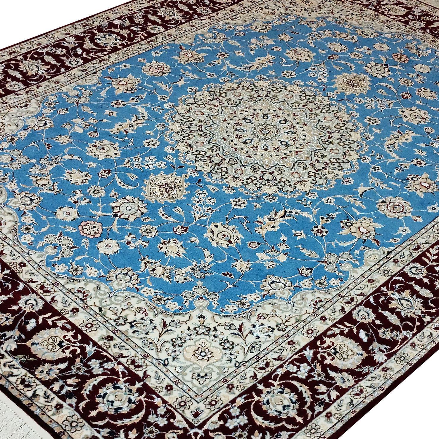 Perserteppich Nain 6La 60Raj 160 x 220 cm Seide & Schurwolle handgeknüpft Habibian signiert H1