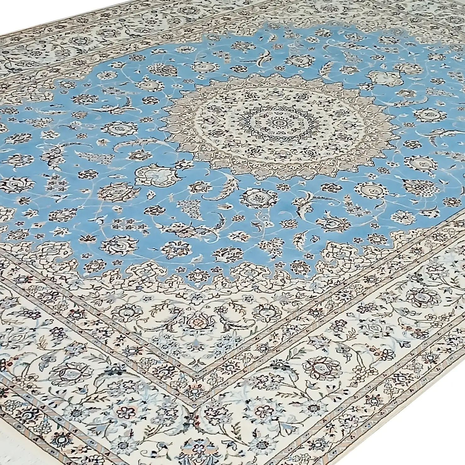 Perserteppich Nain 6 La 56Raj 254 x 354 cm Schurwolle & Seide handgeknüpft Habibian signiert H1