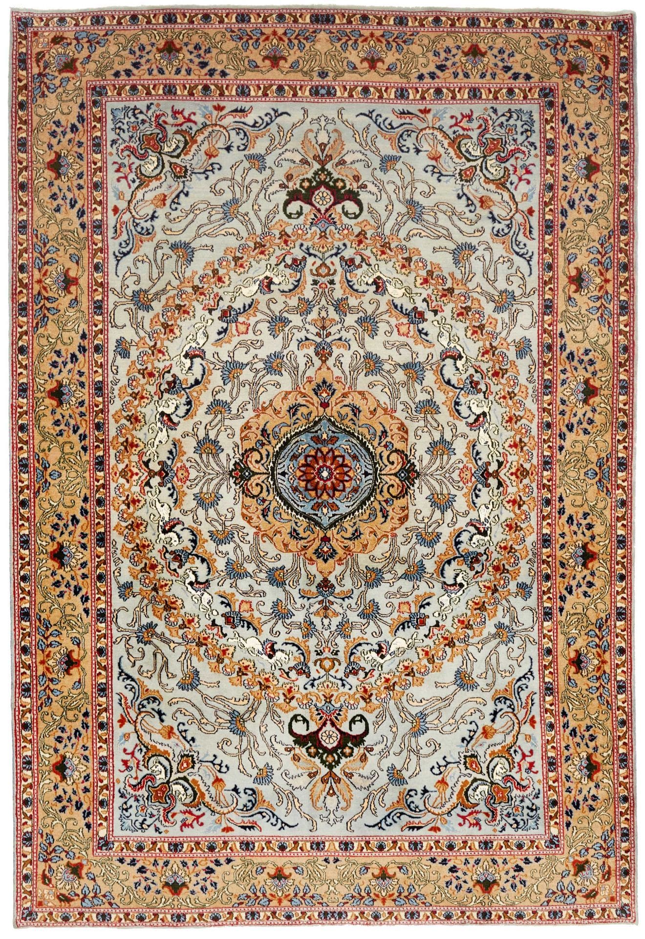Perserteppich Moud 198 x 289 cm Schurwolle handgeknüpft floral H1