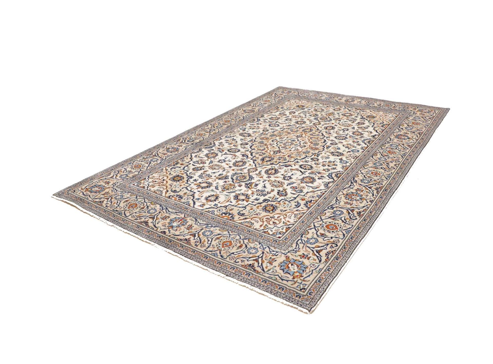 Perserteppich Kashan 203 x 302 cm Schurwolle handgeknüpft hochwertig