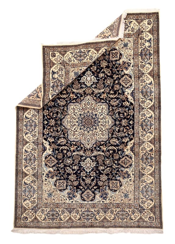 Perserteppich Nain 9 La 365 x 248 cm Wolle & Seide handgeknüpft blau-türkis