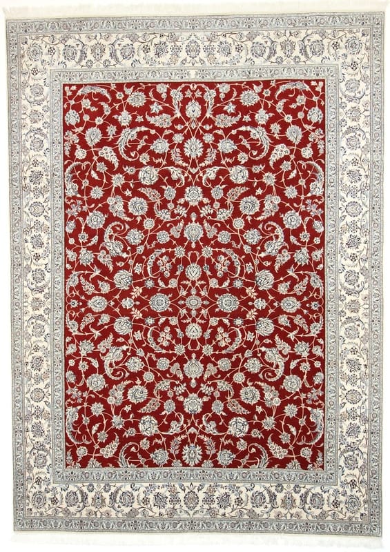 Perserteppich Nain 336 x 242 cm Wolle & Seide handgeknüpft rot/orange