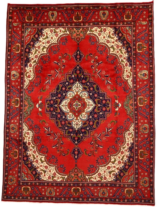 Perserteppich Tabriz 388 x 295 cm Wolle handgeknüpft rot-orange