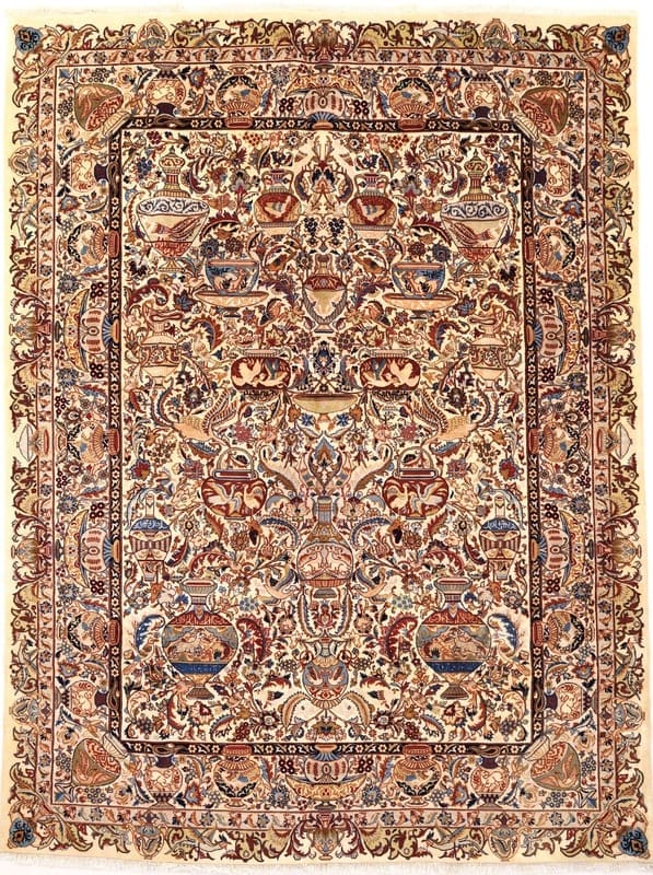 Perserteppich Kaschmar 400 x 300 cm Wolle handgeknüpft beige H1