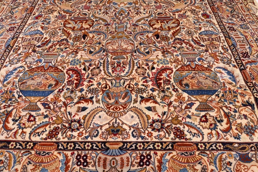 Perserteppich Kaschmar 400 x 300 cm Wolle handgeknüpft beige H1