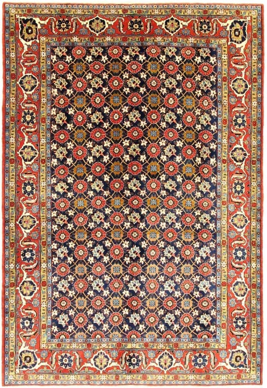 Perserteppich Waramin 325 x 215 cm Wolle handgeknüpft blau/türkis H1