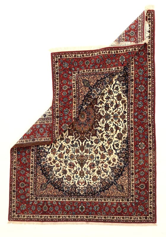 Perserteppich Isfahan 292 x 197 cm Seide handgeknüpft Beige