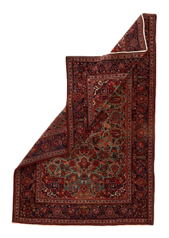 Antiker Perserteppich Keshan 196 x 130 cm Wolle & Seide handgeknüpft