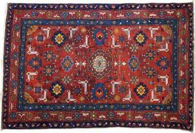 Antiker Orientteppich 188 x 125 cm Wolle handgeknüpft rot