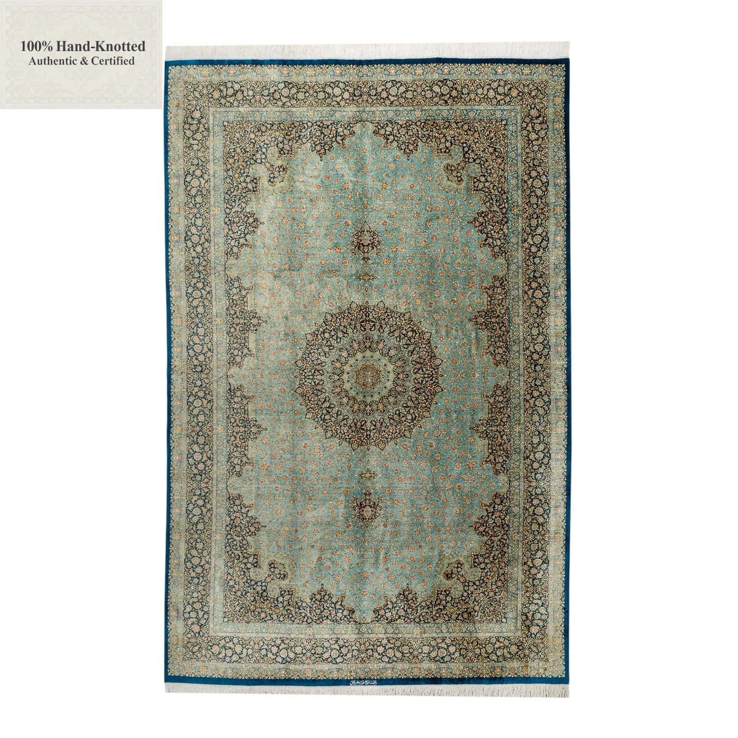 Perserteppich Qom 198 x 300 cm Seide 70 Raj 1 Mio. Knoten/Qm handgeknüpft "Mehrbakhsh" signiert H1