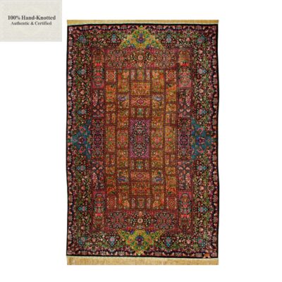 Perserteppich Qom 298 x 203 cm Seide 70 Raj 1 Mio. Knoten/Qm handgeknüpft „Kimia“ signiert