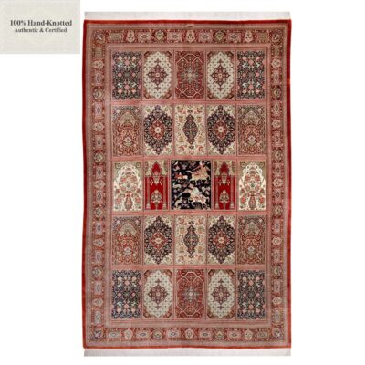 Perserteppich Qom 310 x 202 cm Seide 70 Raj 1 Mio./Qm handgeknüpft „Arablou“ signiert