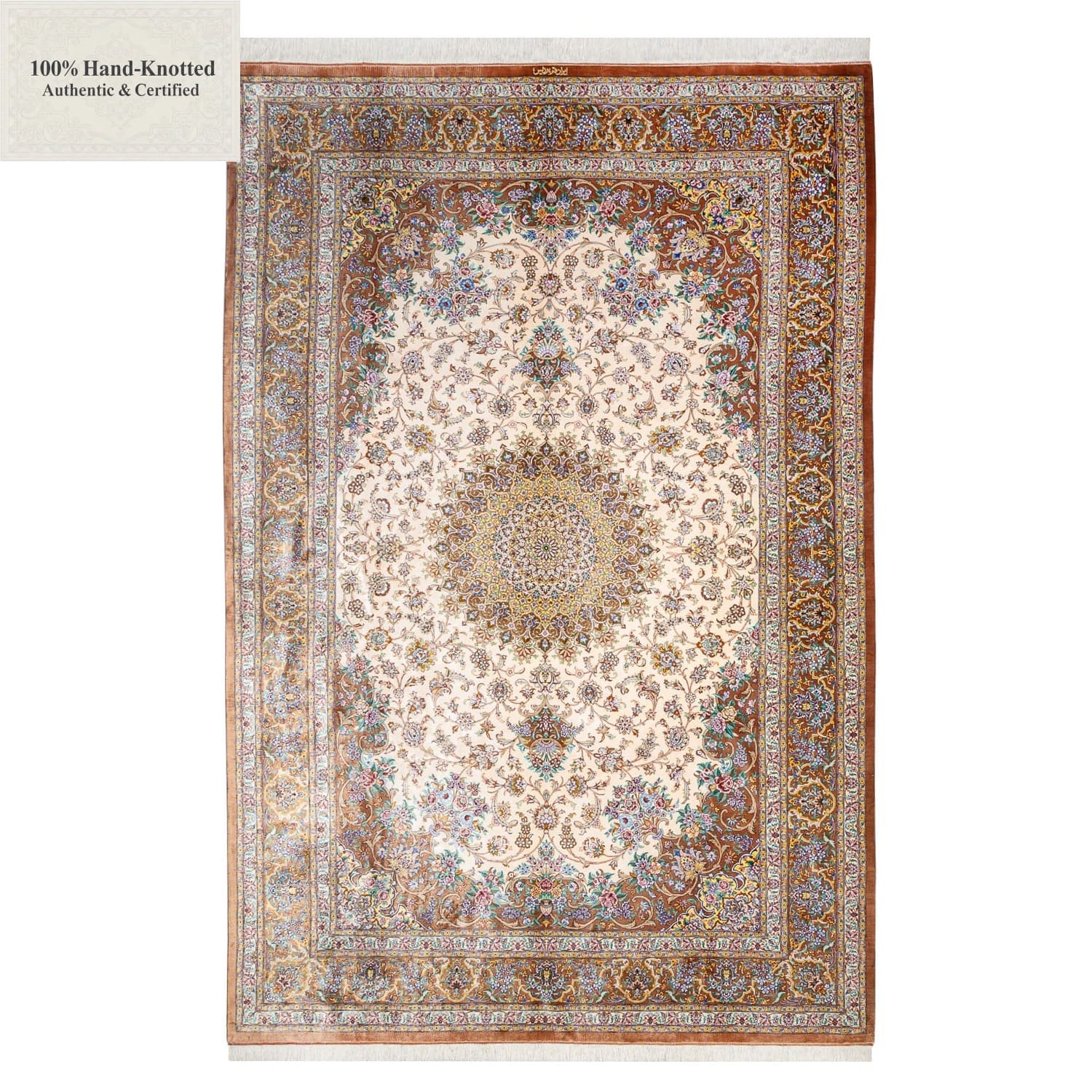 Perserteppich Qom 303 x 198 cm Seide 75 Raj 1 Mio./Qm handgeknüpft "Pardis" signiert H1