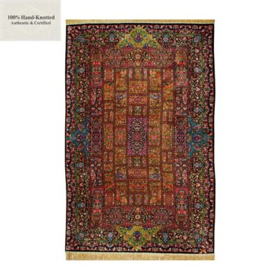 Perserteppich Qom 298 x 203 cm Seide 70 Raj 1 Mio. Knoten/Qm handgeknüpft „Kimia“ signiert