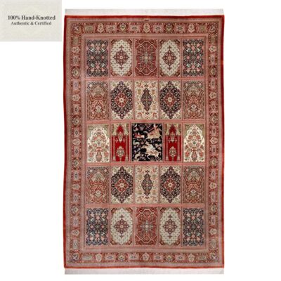 Perserteppich Qom 310 x 202 cm Seide 70 Raj 1 Mio./Qm handgeknüpft „Arablou“ signiert