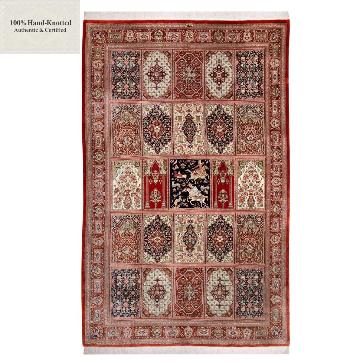 Perserteppich Qom 310 x 202 cm Seide 70 Raj 1 Mio./Qm handgeknüpft "Arablou" signiert H1
