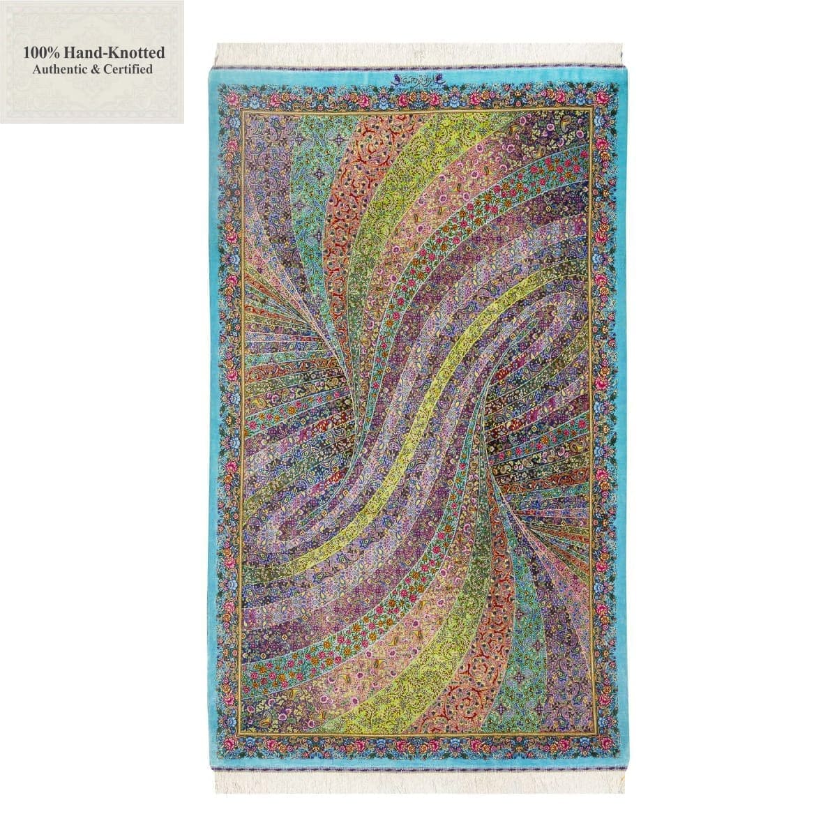 Perserteppich Qom 170 x 100 cm Seide 70 Raj handgeknüpft "Mohammadi" signiert H1