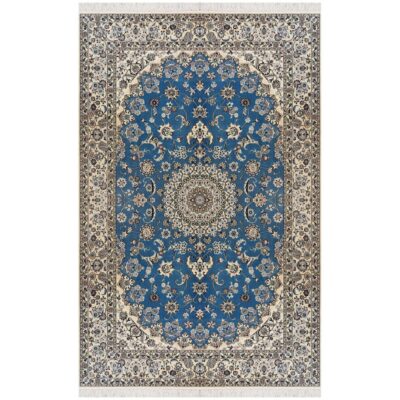Perserteppich Nain 6La 160 x 265 cm Seide handgeknüpft Blumenmuster „Habibian“ siginiert