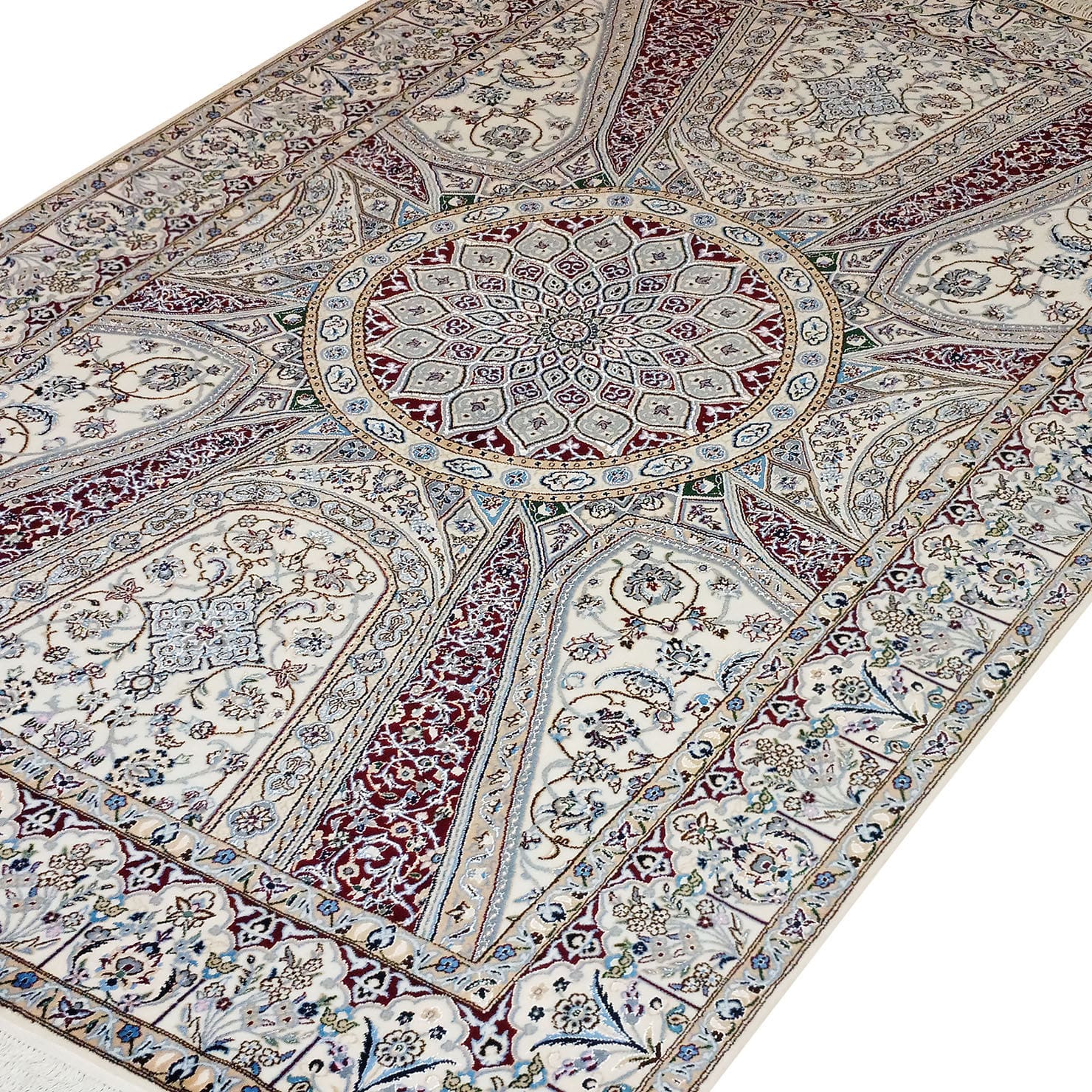 Perserteppich Nain 6La 240 x 160 cm 6La Korkwolle Seide "Habibian" signiert Shahyad Muster H1