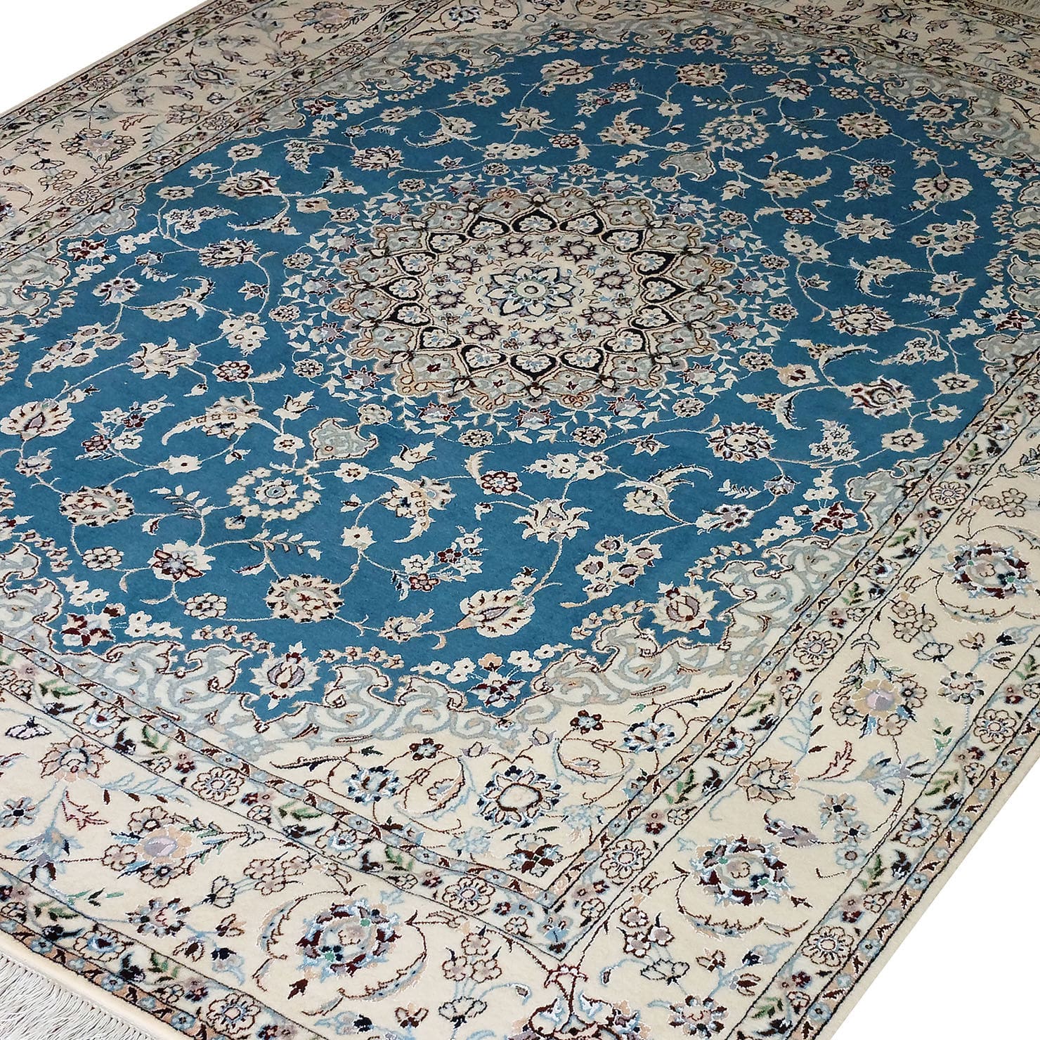 Perserteppich Nain 6La 175 x 225 cm Seide handgeknüpft "Habibian" signiert H1