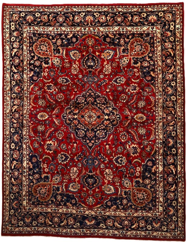 Perserteppich Mashhad 383 x 297 cm Wolle handgeknüpft rot-orange H1