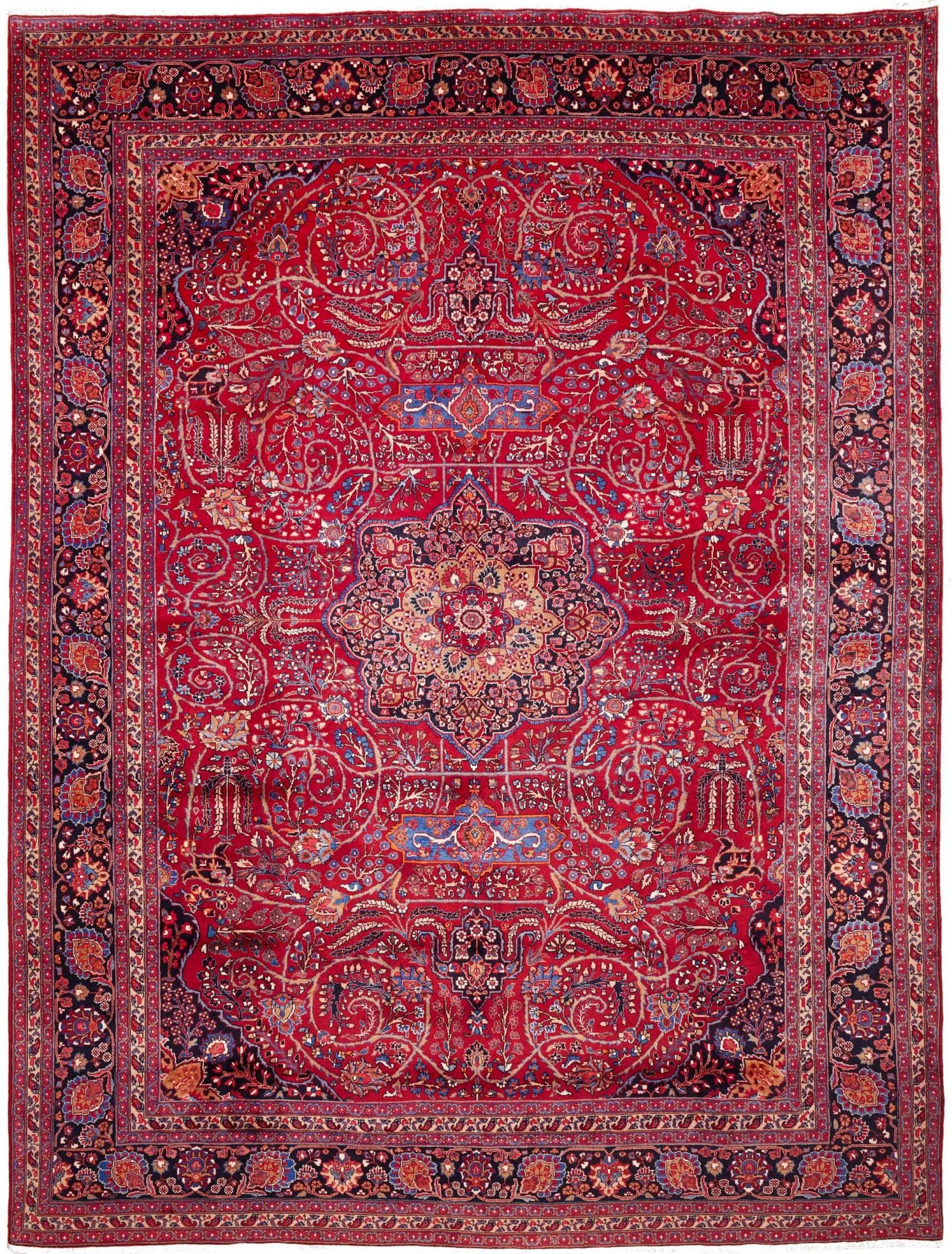 Perserteppich Mashad 304 x 399 cm Schurwolle handgeknüpft floral H1