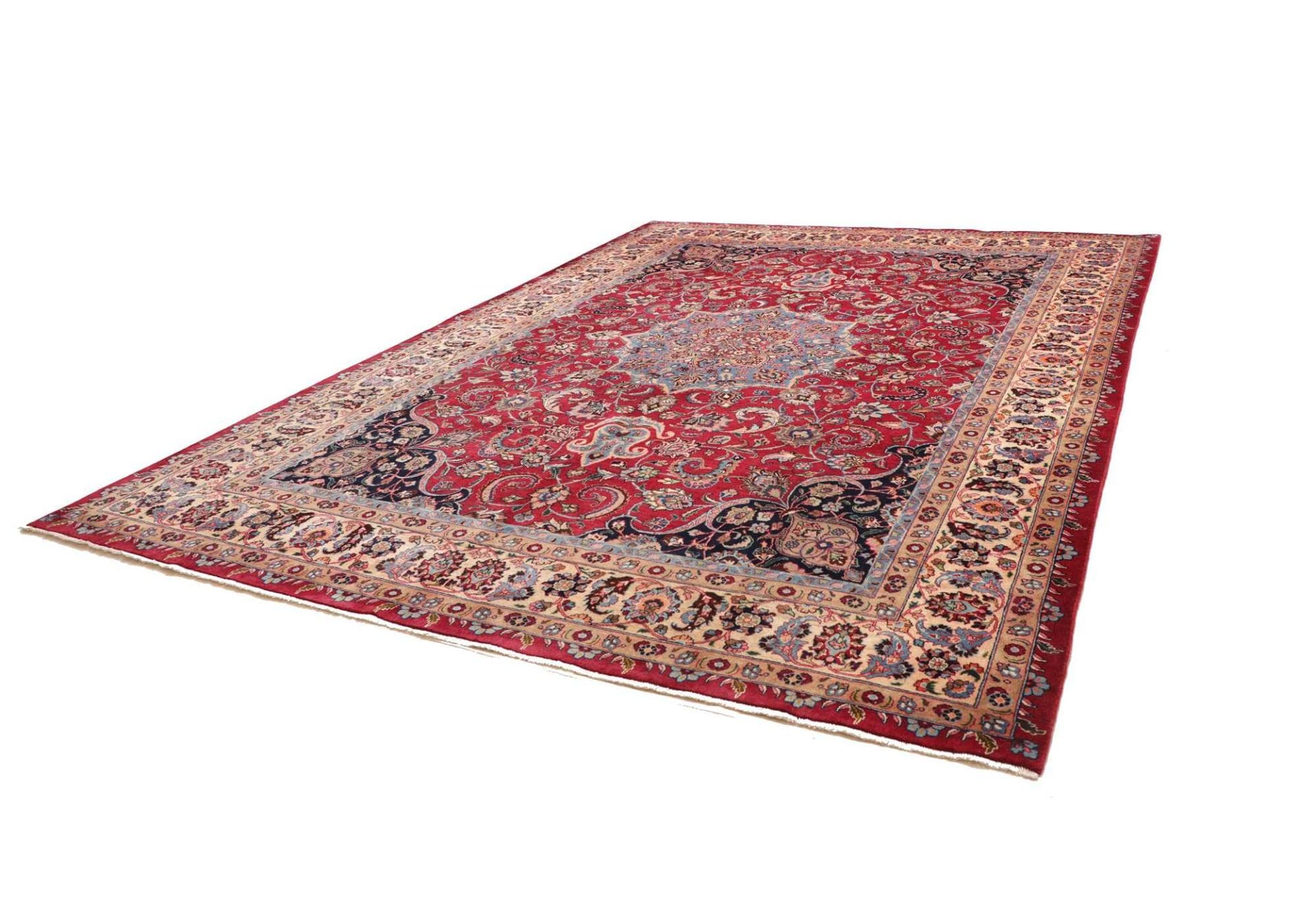 Perserteppich Mashad 301 x 393 cm Schurwolle handgeknüpft floral H1