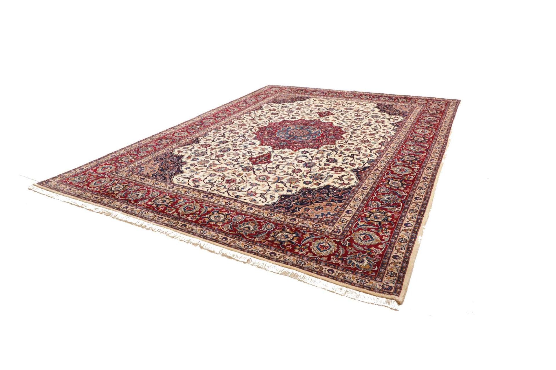 Perserteppich Mashad 301 x 384 cm Schurwolle handgeknüpft florales Muster H1
