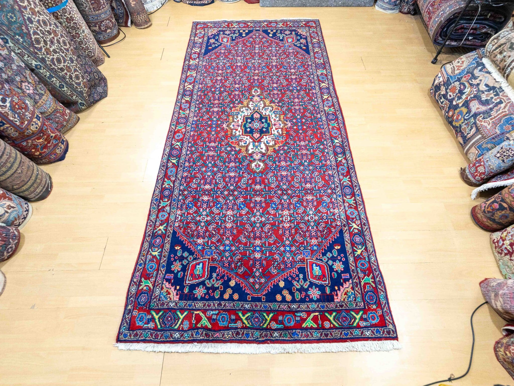 NEU Hamadan 300x135cm Handgeknüpfter Perserteppich W1(#455) seltene Größe Vintage