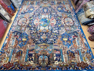 380x300cm Royal Kashmar Handgeknüpfter Perserteppich Zirkhaki - Bodenschatz Muster W1(#473) Unikat