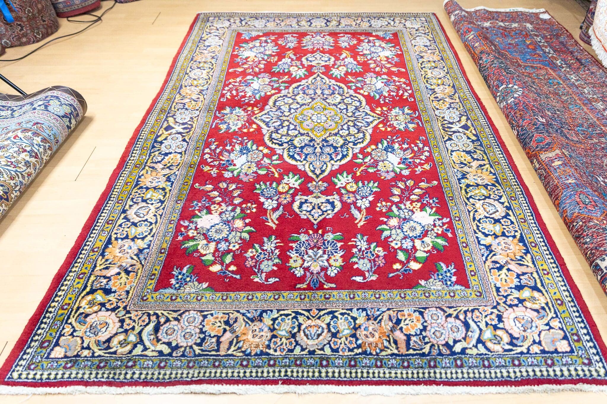 225x142cm Ghom feiner Schurwolle Korkwolle Handgeknüpfter Perserteppich W1(#487)