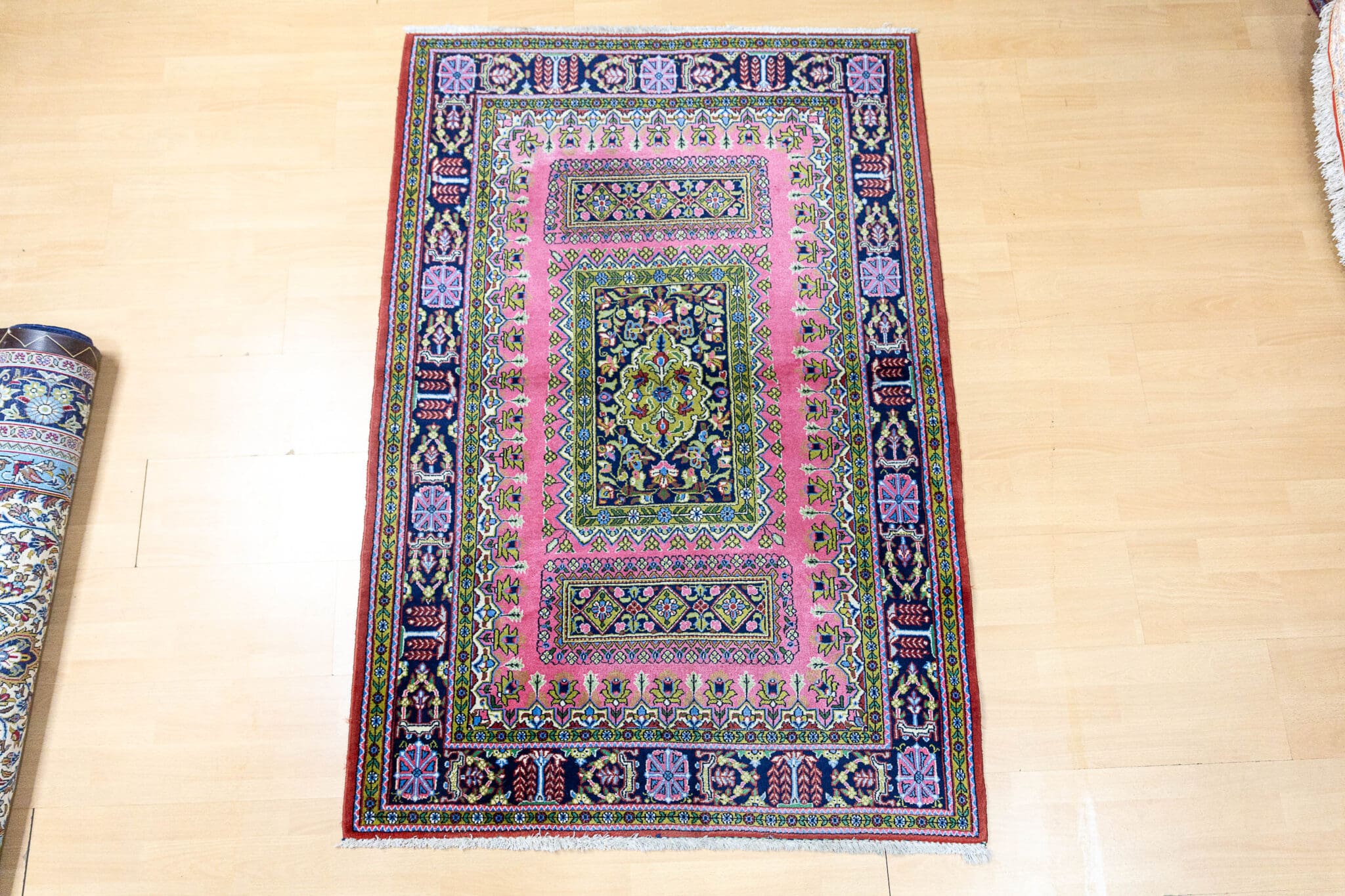 155x106cm Ghom Korkwolle feiner Schurwolle Handgeknüpfter Perserteppich W1(#489)