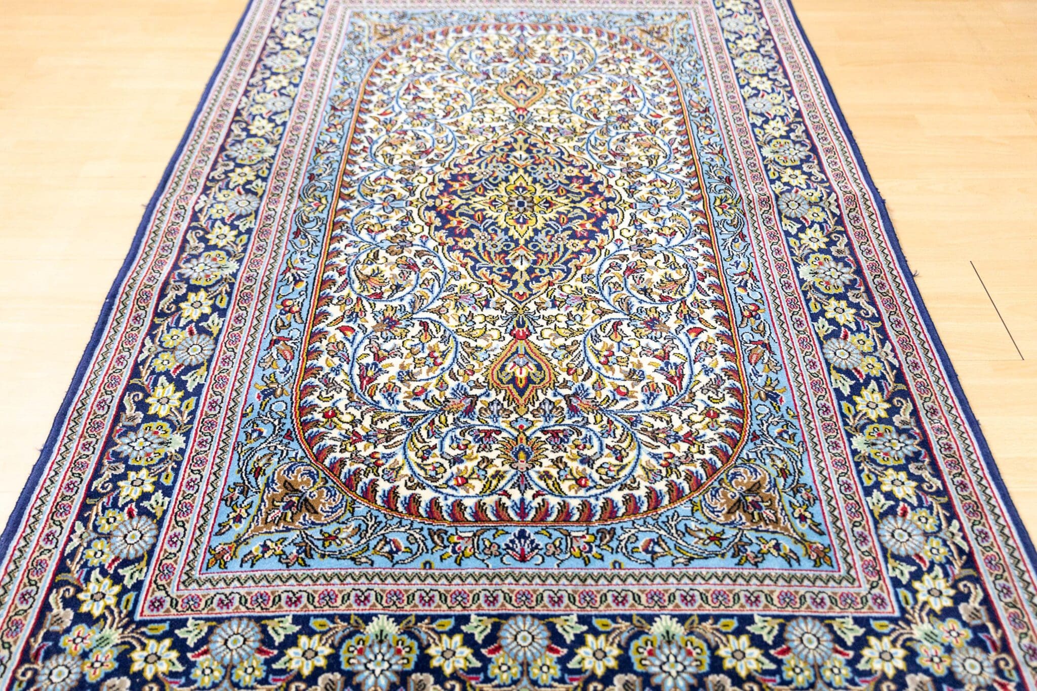 164x106cm Ghom Korkwolle feiner Schurwolle Handgeknüpfter Perserteppich W1(#490)