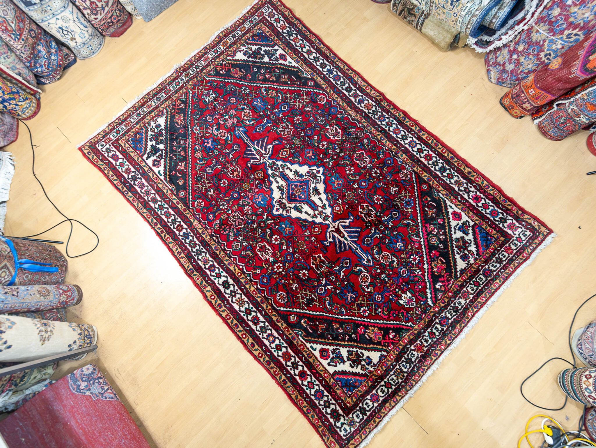 277x190cm Hamadan Handgeknüpfter Perserteppich W1(#497)