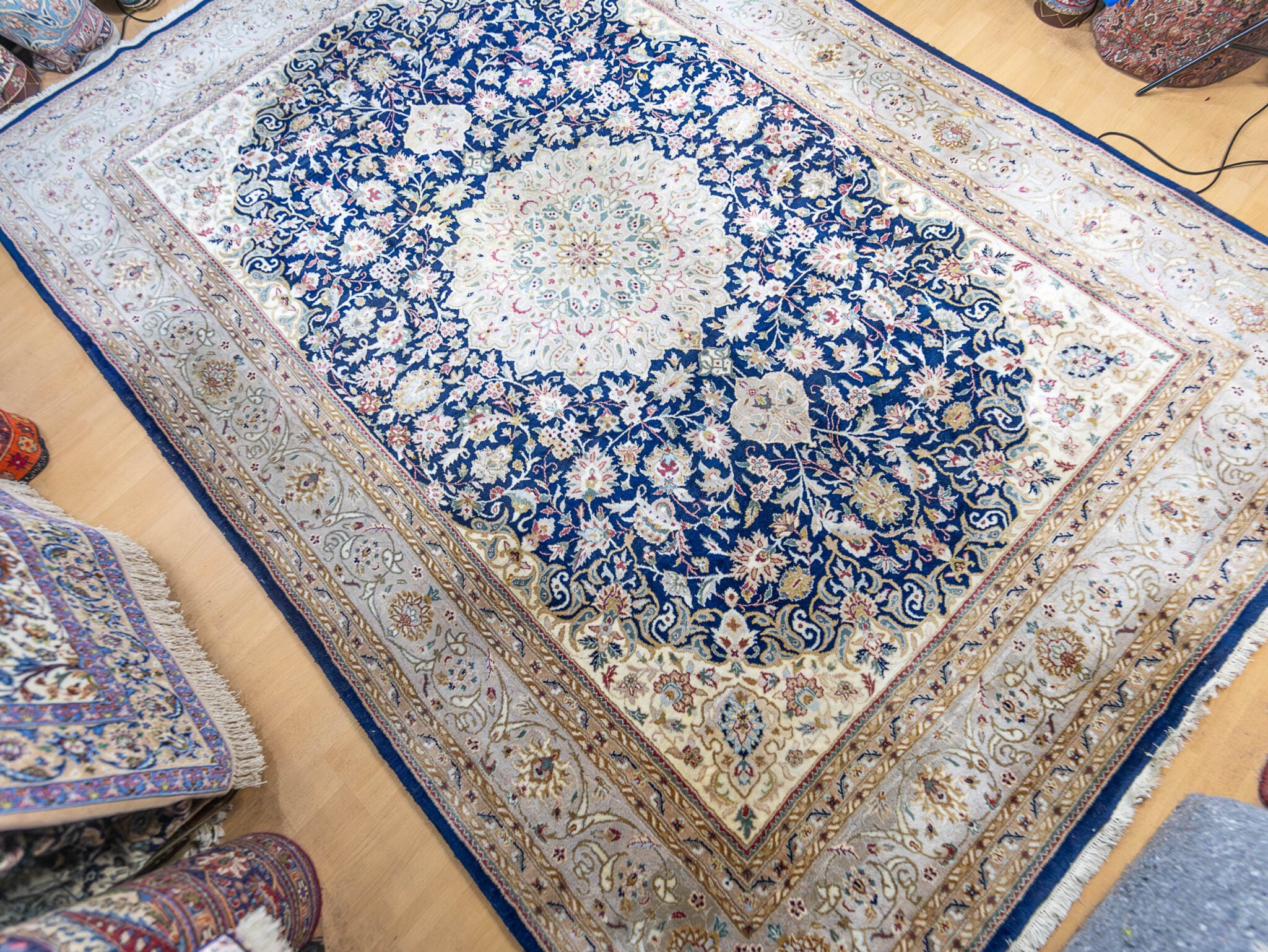 360x250cm Indo Isfahan Handgeknüpfter Orientteppich W1(#499)